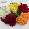 Buquê de Rosas Artificiais com 9 Pétalas, Decoração de Casamento, Flores Artificiais para Arranjo de Sala de Estar, Material para Arranjo de Flores, Várias Cores Disponíveis