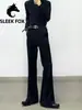 Pantalones de Traje de Color Sólido con Dobladillo Curvo para Hombre, Estilo Hong Kong, Otoño, Calle Principal, Cómodos, con Temperamento, No Planchar, Tacto de Alta Gama, Ligeramente Acampanados, Largos