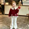 Cardigã Suéter Feminino com Bolinhas, Blusa de Tricô com Gola Camisa, Estilo Coreano, Nova Moda Outono e Inverno para Meninas, Estilo Coreano Tendência