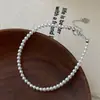 Pulsera de Plata S925 con Perla Redonda de Alto Brillo para Mujer, Pulsera Versátil en Capas de Lujo Ligero Vintage al por Mayor