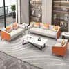 Conjunto de Mesa de Centro Moderno Simples para Recepção e Descanso, Sofá Pequeno de Três Lugares para Escritório, Sofá de Sala de Estar