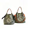 Bolso de hombro de lona bordado con bordado floral, bolso de mano para mujer, diseño casual y simple, versátil para el uso diario