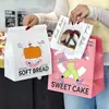 Padaria Saco para Embalagem de Torrada Saco para Torrada Caixa para Bolo Cortado Sobremesa Sacola de Mão Embalagem para Levar Atacado Comercial