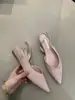 Sandalias de Verano para Mujer con Punta Fina y Tacón Grueso, Sandalias de Punta Cerrada para Mujer, Nuevo Estilo de Verano 2026, Zapatos de Salón Individuales Simples Casuales Versátiles de Boca Baja