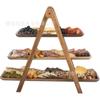 Prato de madeira criativo, três camadas, portátil, bolo, prateleira, fogão, chá, lanche, mesa de café, prato de frutas