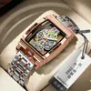 Moda Barril Engranaje de Motocicleta Tira Reloj Hueco Tourbillon Reloj de Cuero para Hombre Personalizado Impermeable Luminoso Transfronterizo