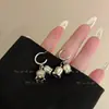Aretes de Orquídea Lirios Dulces Franceses Moda Simple Combinan con Todo Flor en Forma de C Aro de Oreja Nicho Elegante Pendientes con Pasador de Plata 925