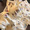Pijama feminino estilo princesa de desenho animado, cardigã para primavera e outono, conjunto de calça comprida e manga longa, adequado para usar como roupa de casa