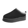Botas de Neve Quentes de Salto Alto para Mulheres 2024 Outono e Inverno Nova Moda Peça Única Bico Redondo Solado Grosso Atacado Com Veludo