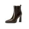 Piel de aceite de caballo, botas de tacón ultra alto, botines individuales para mujer, nueva colección otoño/invierno, piel auténtica, punta fina, botas ajustadas, botas de moda, botines de tacón grueso para mujer