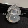 Colgante de Buda de Calcedonia Blanco Hielo Incrustado Plateado de Alta Calidad, Colgante Incrustado de Buda Maitreya de Ágata Natural para Mujer