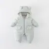 Macacão de Inverno com Penugem para Bebê Coelho Fofo 90 Penugem de Pato Branco Macacão Engatinhante Espessado Para Bebê Menina Roupas para Sair e Carregar