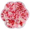 Conjunto de Caixa de Flores de Ameixa Pérola Artificial Semicírculo Ab Colorido Patch para Unha de Base Plana Cor Mista Acessórios de Joia Capa de Celular DIY
