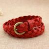 Cinturón de Cuero Trenzado de Cuatro Hilos con Puntada Decorativa Fina, Cinturón Trenzado de Cuero Genuino con Hebilla de Pin, Disponible para Dropshipping