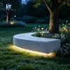 Banqueta luminosa UHPC en forma de C para árboles, banco paisajístico para rodear árboles al aire libre con iluminación nocturna LED de piedra artificial, fabricante