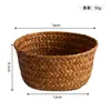 Cesta de Almacenamiento Tejida de Algas Marinas Naturales Porta Snacks Frutas Secas Redonda de Escritorio Entrada Llaves Canasta de Almacenamiento para Artículos Varios