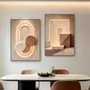 Pintura decorativa moderna minimalista para comedor, arte de lujo ligero, pintura de pared personalizada para comedor, arte de pared acogedor de dos paneles para el fondo de la mesa del comedor