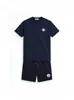 Ropa de exterior Mengjia conjunto de shorts de algodón de manga corta para verano nuevo insignia bordada shorts shorts deportivos holgados