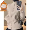 Chamarra de Yoga con Forro de Polar Otoño Invierno Cuello Alto Cremallera Ropa de Fitness Adelgazante Calidez Top Deportivo Manga Larga Chamarra de Running