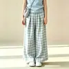 Conjunto de Dos Piezas y Camiseta de Manga Corta para Niñas Mayores, Estilo Academia Coreana, Moda de Color Sólido, Camiseta de Manga Corta con Cuello Solapa y Conjunto de Pantalones a Cuadros