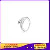 Anillo Serie Perla de Cobre Blanco de Pan Plateado Decoración de Corazón Anillo de Pareja Romántico Anillo Abierto de Pan Flecha Brillante
