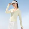 Jaqueta de Yoga com Fio de Nylon de Seda Gelada de Toque Fresco para Esportes de Verão, Modelagem Slim, Roupa com Proteção Solar para Mulheres, Jaqueta de Pele para Esportes ao Ar Livre