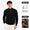 Suéter Masculino Estilo Old Money com Meio Zíper e Gola Alta Outono Inverno Solto Casual Manga Longa Pulôver de Tricô Masculino Top Masculino