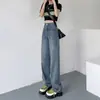 Jeans Vintage de Pierna Ancha para Mujer, Estilo Delgado de Otoño 2025 Nuevos Pantalones Rectos Estrechos de Cintura Alta Adelgazantes de Largo Completo para Figuras Pequeñas