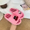 Pantuflas Felpudas Lindas Dulces de Niñas Personaje KT Gato Estilo Nuevo Otoño/Invierno 2026 Versátiles de Correa Única de Algodón con Forro de Terciopelo