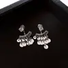 Pendientes de Borlas con Lentejuelas Multicapa para Mujer Delanteros y Traseros, Moda Versátil Retro de Lujo Ligero de Alta Gama Francesa Pendientes y Pendientes
