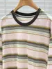 Estación Europea Duoduo Primavera/Verano Nuevo Estilo Europeo Rayas Coloridas Manga Larga Protección Solar Holgada Juvenil Camiseta para Mujer