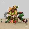 Estructura de escalada para jardín de infantes Equipamiento de juego exterior para niños Combinación de tobogán grande de madera Juguetes de escalada de madera maciza para exteriores
