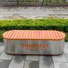Banco de parque exterior de acero inoxidable con forma especial, taburete de paisaje, asiento de madera anticorrosivo para exteriores comunitarios, banco público de descanso