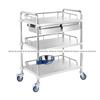 Conjunto de carrinho de aço inoxidável engrossado Equipamento de carrinho de tratamento Equipamento de mesa Instrumento Carro Carrinho de gaveta dupla Carro de troca de drogas