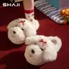 Fábrica de Zapatos Qidan Pantuflas de Algodón Lindas de Dibujos Animados para Mujer Interiores Hogar Antideslizantes Cálidas Pantuflas Peludas de Felpa para Mujer Invierno