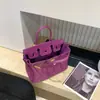 Bolso de Mano de Cuero Genuino con Hebilla Chapada en Oro Platino Patrón Lichi Gran Capacidad Bolso Tipo Kelly para Mujer 2026 Nuevo Bolso de Hombro de Moda Tendencia