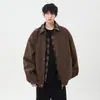 Jaqueta xadrez patchwork estilo retrô americano, duas peças falsas para homens, estilo high street para primavera e outono, legal e de corte solto, jaqueta aviador com gola de lapela