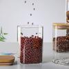 Los Frascos de Almacenamiento se Pueden Imprimir con Diseños, Frascos Cuadrados Transparentes de Vidrio para Uso Doméstico, Adecuados para Almacenar Granos, Té y Frutas Secas, con Sellado Hermético para Frescura