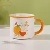 Caneca de cerâmica copo de água infantil para casa pequena capacidade com tampa copo de fruta com boa aparência presente de atividade logo impresso