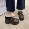 Nuevos Zapatos Planos de Plataforma con Suela Gruesa para Mujer, Estilo Verano-Otoño 2026, Zapatos Pequeños de Cuero Versátiles Estilo Británico para Combinar con Faldas, Zapatos Individuales JK