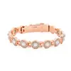 Pulsera Magnética Popular Transfronteriza Europea y Americana con Cierre de Aleación Redondo Totalmente Diamantado de una Sola Fila Pulsera Magnética Antiestática para Mujeres