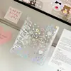 Fichário de argolas duplas A7 com design de estrela cortado a laser, capa macia transparente de PVC, clipe colorido, álbum de fotos de folhas soltas, ideal para guardar fotos de ídolos e colecionáveis