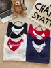Algodão Estilo Americano Estampa de Garota Popular Falso Duas Peças Manga Longa 7082 Camiseta Falso Duas Peças Estilo Americano