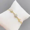 Pulseira Coração de Zircônia Moda Dongdaemun Feminina Banhada a Ouro Real Pulseira Coreana Pulseira Super Fada Fina Joias Atacado