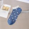 Calcetines Calcetines de Verano para Mujer Calcetines Finos a Rayas Azules Algodón Absorbente de Sudor Estilo Universitario Coreano Calcetines de Barco de Boca Baja Calcetines para Mujer
