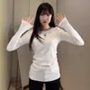 Camiseta Blanca Térmica de Felpa Manga Larga para Mujer, Otoño/Invierno 2026 Nuevo Estilo Coreano Ajustada Top Capa Base