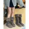 Primer Encuentro Temporada Gris Botas de Nieve de Caña Alta Suela Gruesa Dos Usos Mujer Nuevo Estilo 2026 Zapatos de Algodón Cálidos Engrosados Noreste