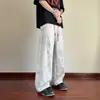 Pantalonas Casuais de Barra Reta com Design Patchwork Tie-Dye Estilo Streetwear Americano Novo para Primavera/Outono para Homens e Mulheres