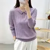 Suéter de malha com gola polo estilo francês e mangas compridas para mulheres, corte solto, adequado para primavera, outono e inverno, peça externa macia e aconchegante