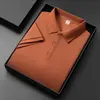 Camisa Polo de Seda Helada Fresca de Manga Corta para Hombre 2025 Nueva de Color Sólido de Alta Gama Multicolor de Manga Corta